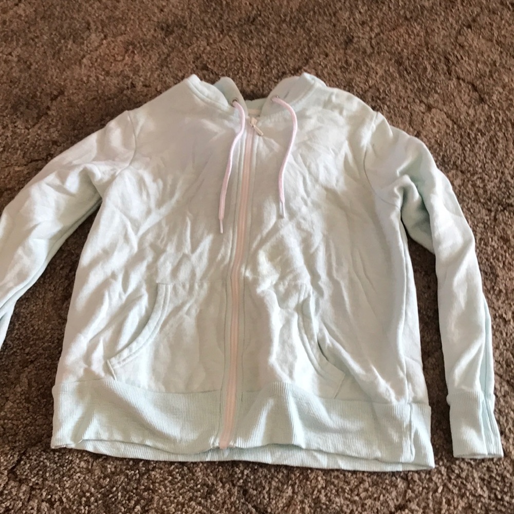 light blue zip up
